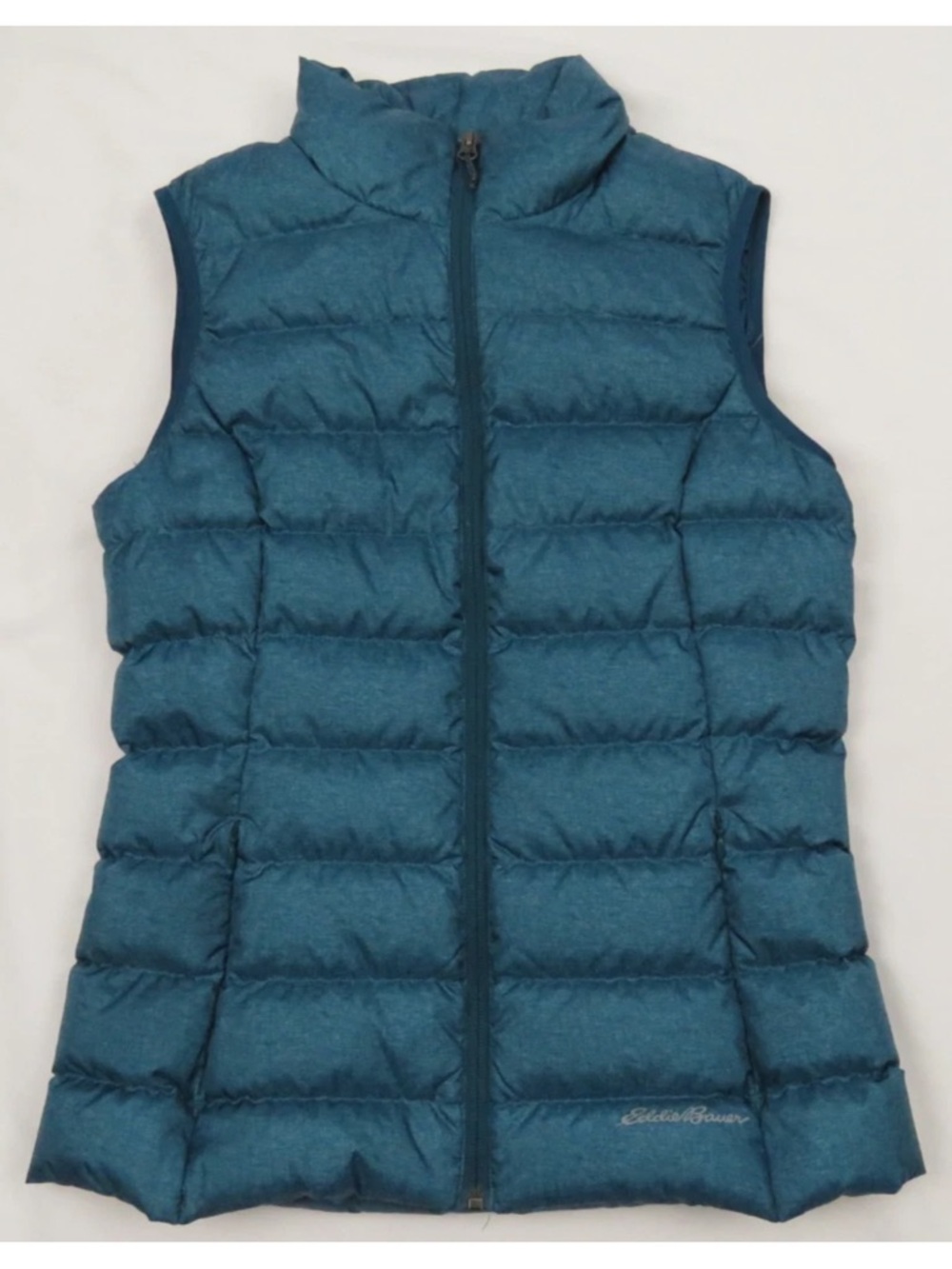 NWOT Eddie Bauer Quilted Down 650 Packable Blue Full Zip Puffer Vest Jacket S